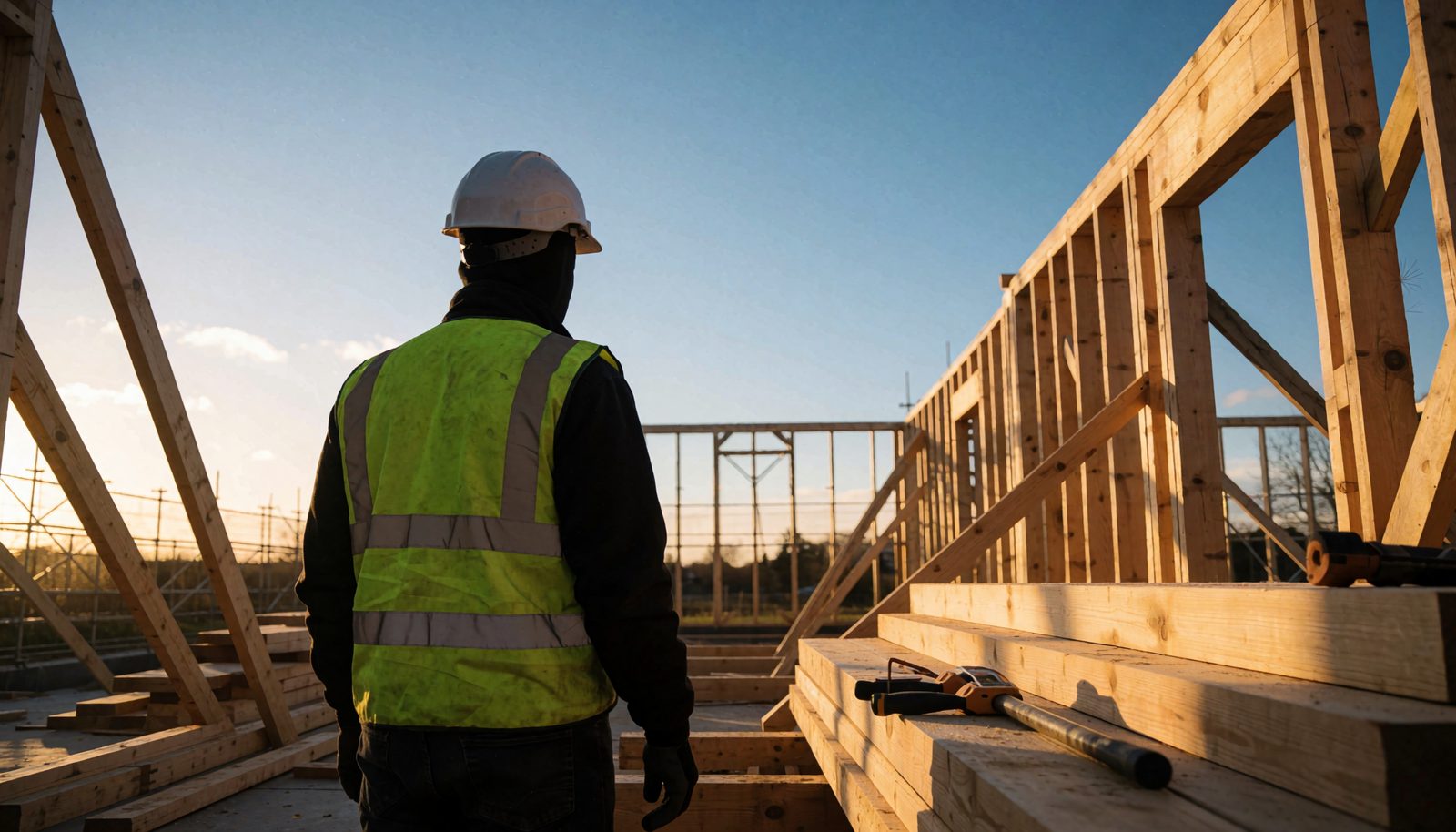 A construction framing site